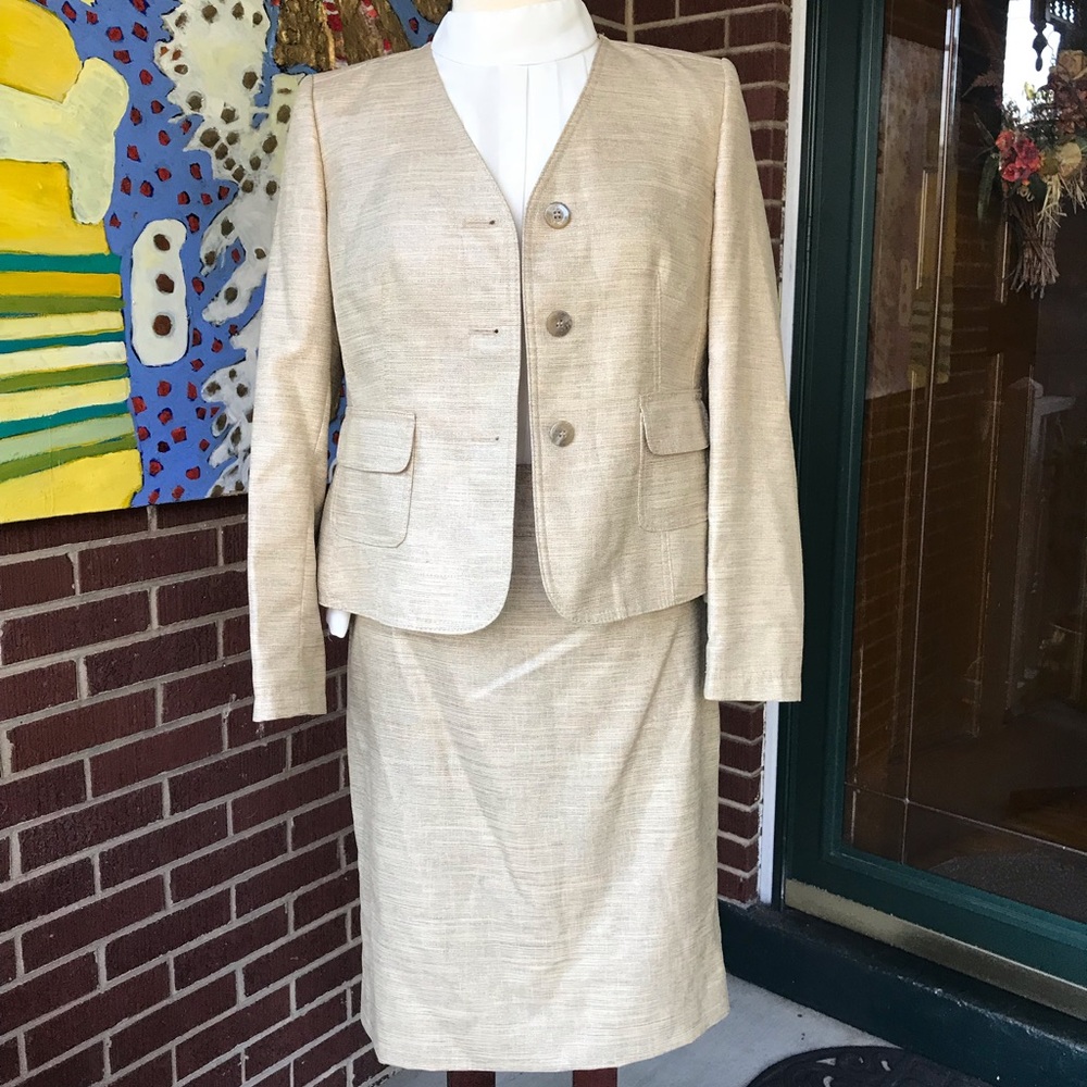 Kasper Petite Metallic Gold Skirt Suit